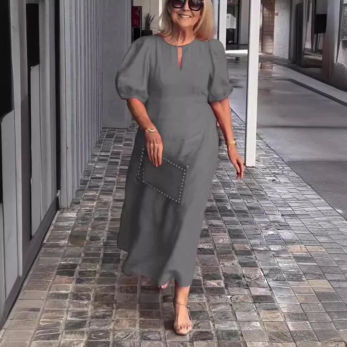 （25% off any two items) Loose Casual Crewneck Puff Sleeve Dress