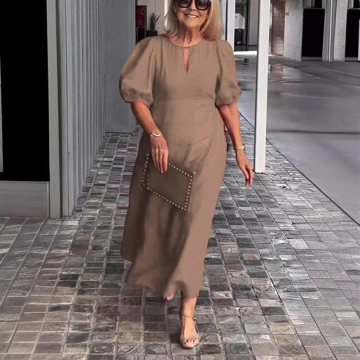 （25% off any two items) Loose Casual Crewneck Puff Sleeve Dress