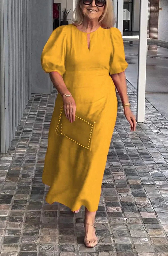 （25% off any two items) Loose Casual Crewneck Puff Sleeve Dress