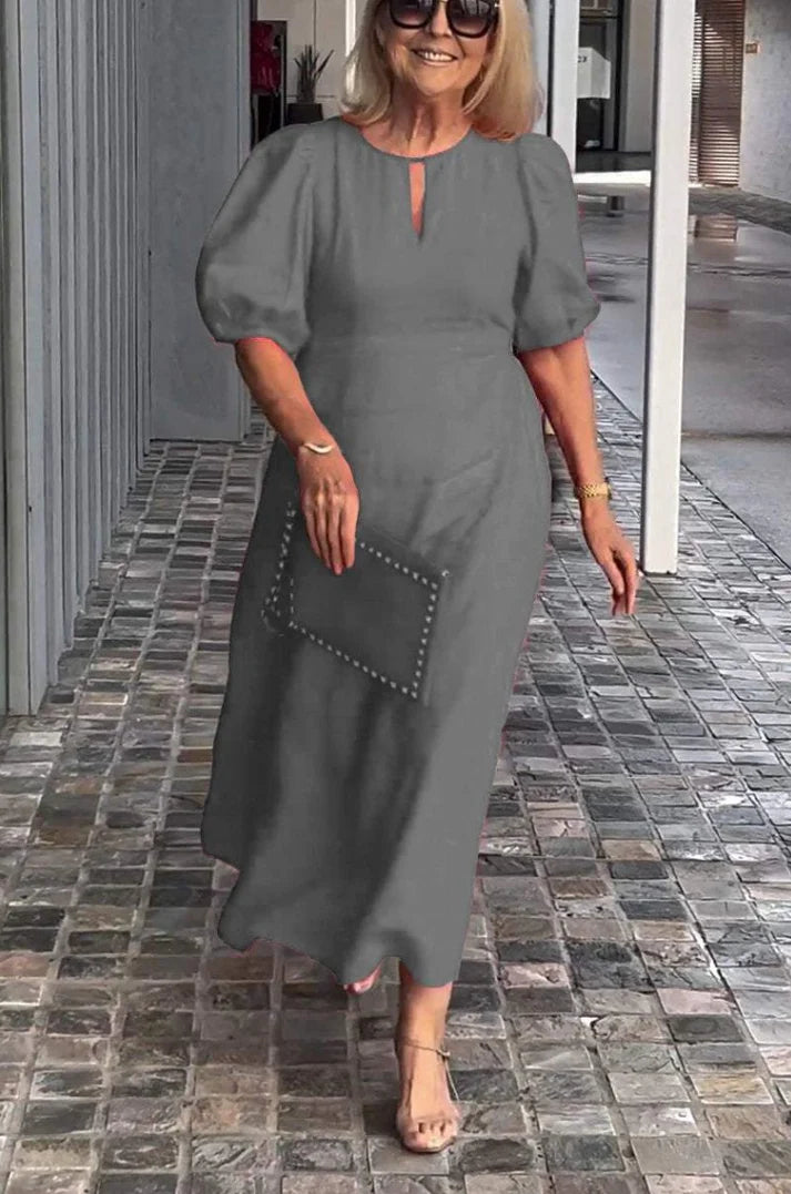 （25% off any two items) Loose Casual Crewneck Puff Sleeve Dress