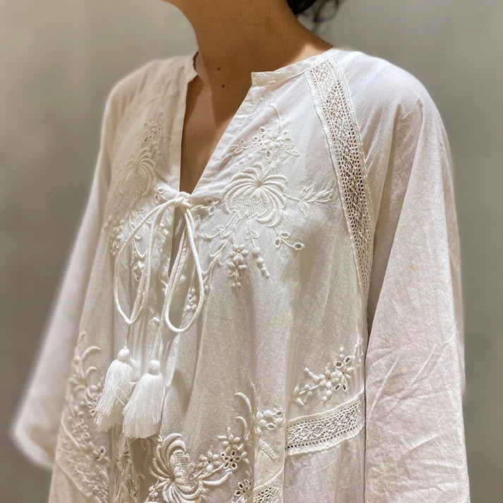 Retro style A-line skirt women loose tie dress