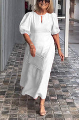 （25% off any two items) Loose Casual Crewneck Puff Sleeve Dress