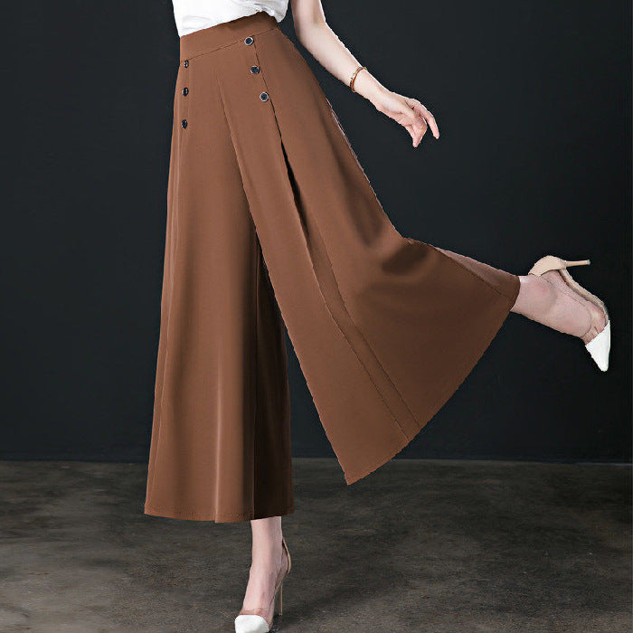 Fashion cool loose high waist wide leg pantskirt for women