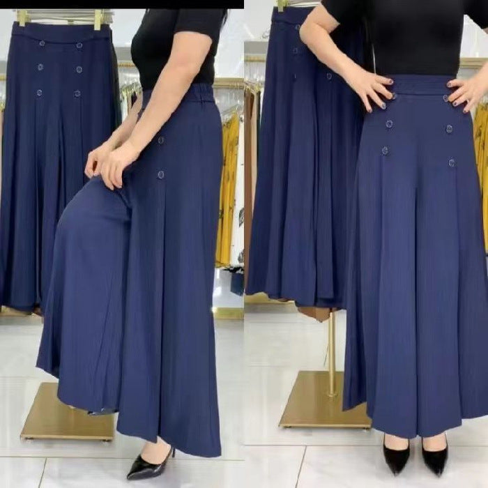 Fashion cool loose high waist wide leg pantskirt for women