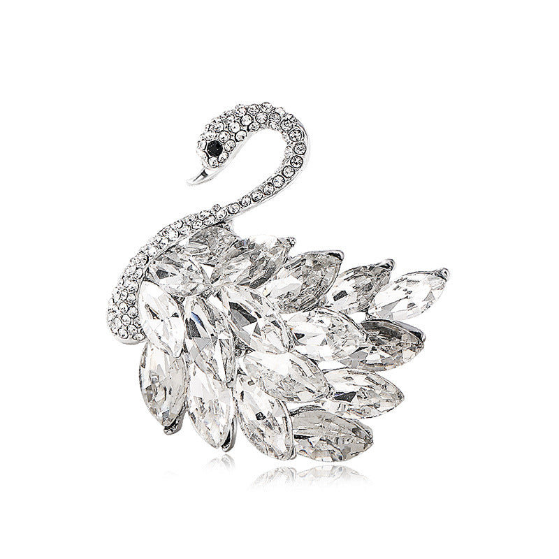 High-end crystal swan brooch