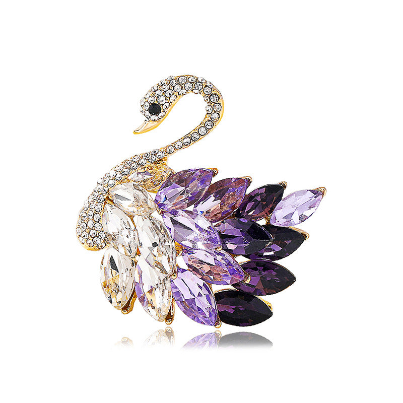 High-end crystal swan brooch