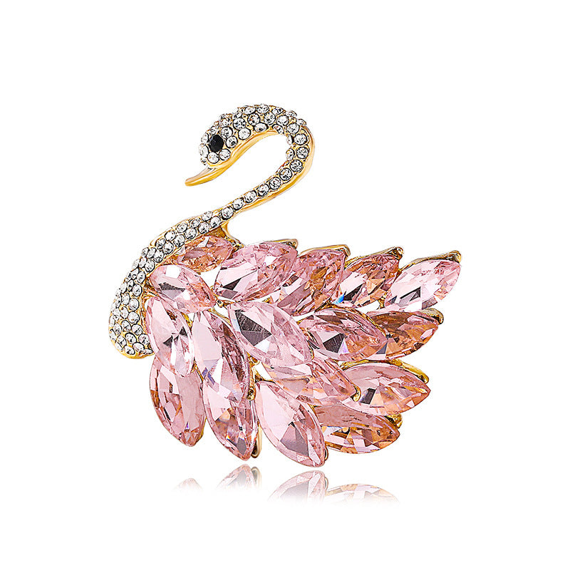 High-end crystal swan brooch