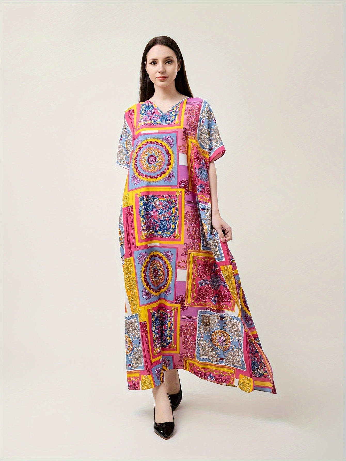 (25% off any 2 pieces) New Long Dresses One Size Loose Printed Dresses