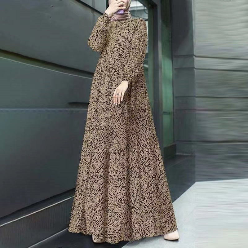 （30% off any two items）New style comfortable casual long sleeve pullover loose waist long dress