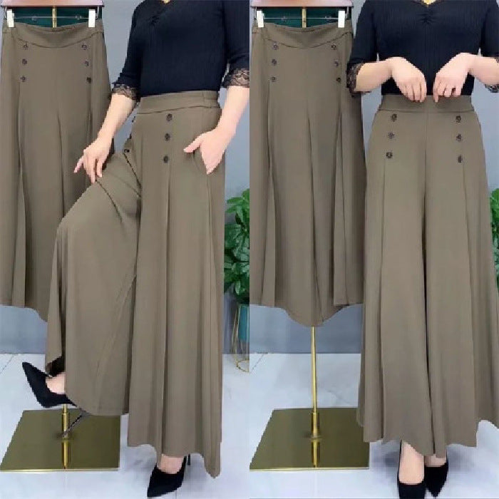 Fashion cool loose high waist wide leg pantskirt for women