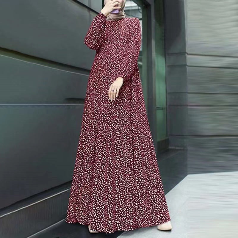 （30% off any two items）New style comfortable casual long sleeve pullover loose waist long dress