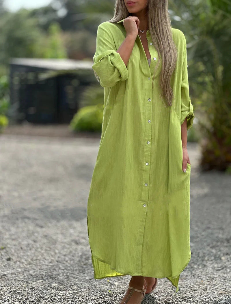 【25% off for 2 pieces]】Fashionable casual cotton and linen shirt and long skirt