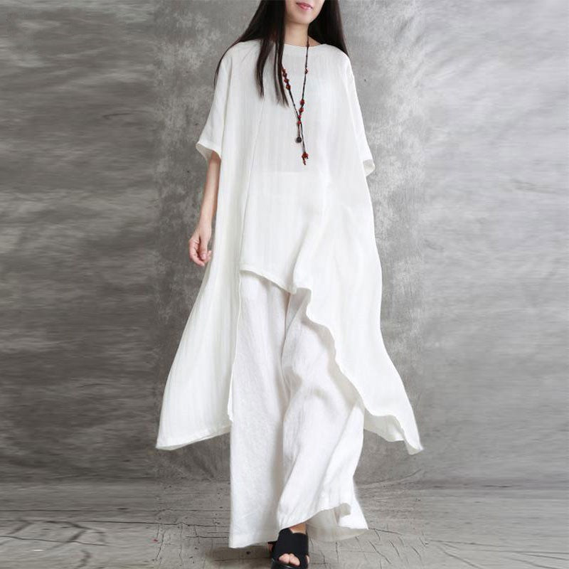 (25% off any two pieces)2024 Big Size Women's Cotton and Linen Two-Piece Casual Dress Set