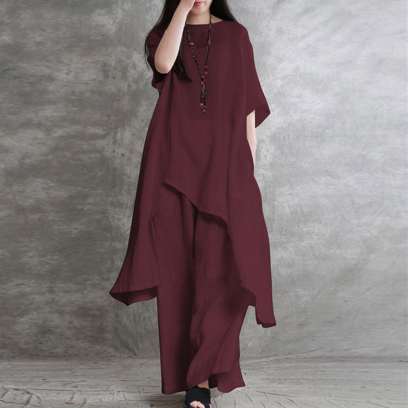 (25% off any two pieces)2024 Big Size Women's Cotton and Linen Two-Piece Casual Dress Set