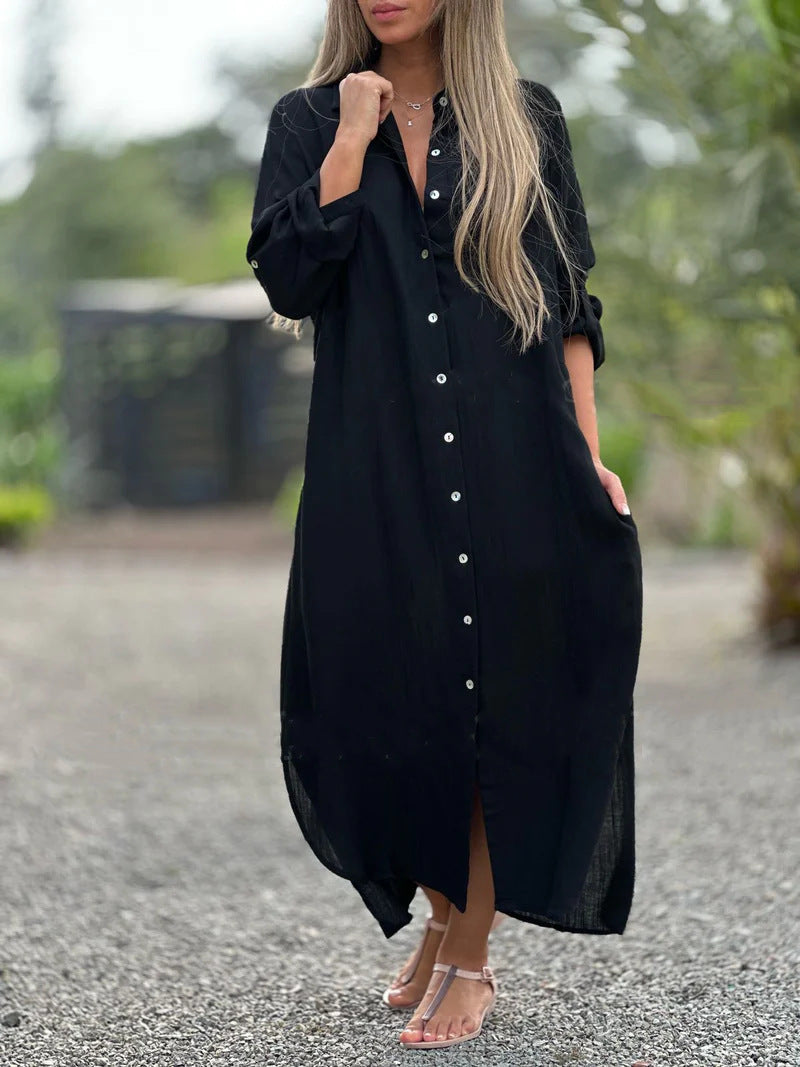 【25% Off Any 2 Pieces 】Fashionable casual long-sleeved cardigan dress