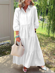 Loose Lapel Mid-Length Sleeve Dress
