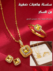 Sparkling Sugar Cube Necklace Three-Piece Set