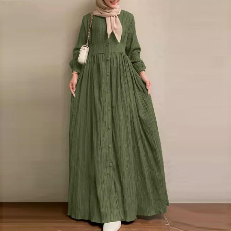 （ 30% off any two items ）New retro long sleeve solid color long skirt