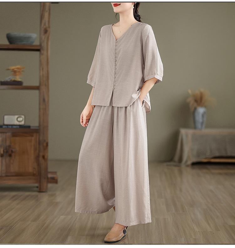 （ 30% off any two items ）New loose top + wide leg pants suit