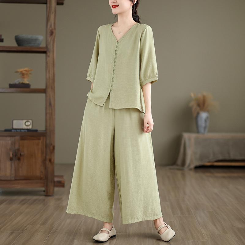 （ 30% off any two items ）New loose top + wide leg pants suit