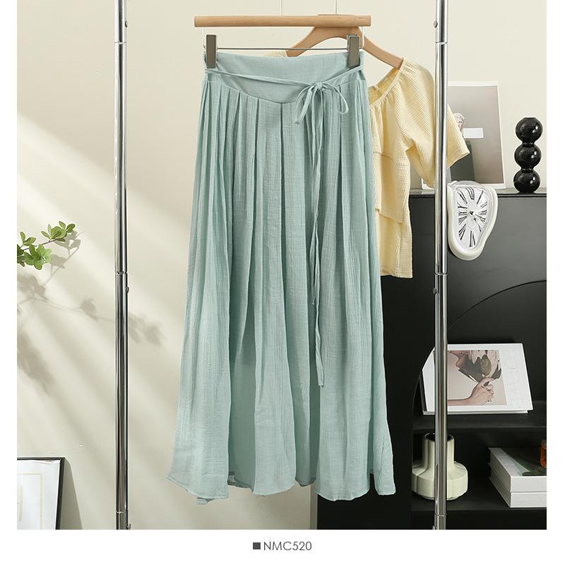 (30% off any two items)2024 summer new high-waisted loose casual pants skirt thin section draped linen culottes long pants