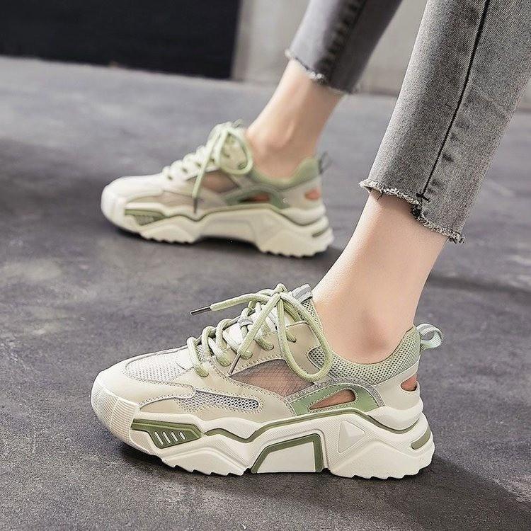 (Any two pieces 30% off) 2024 summer thin section hollow out breathable pops shoes package head sandals heightening thick bottom mesh women's shoes