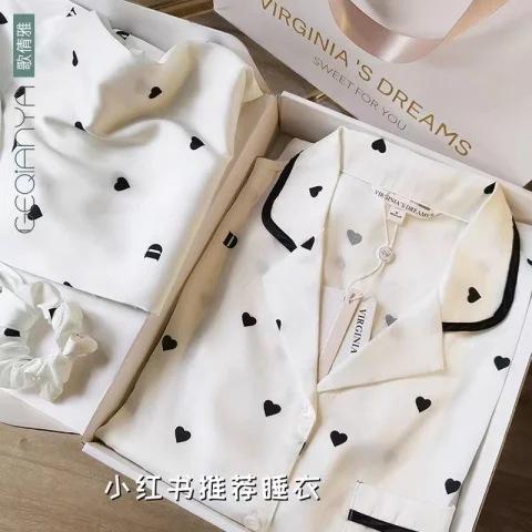 （30% Off Any Two Items）Ice silk pajamas ladies summer long-sleeved new summer air-conditioned room cool feeling spring and autumn home wear suit