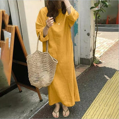 （30% Off Any Two Items）Literary Casual Vintage Long Sleeve Round Neck Loose Large Size Long Dresses