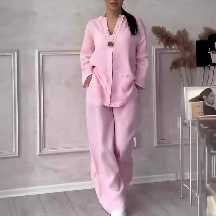 (30% Off Any Two Items)New women's fashion solid color cotton leisure suit