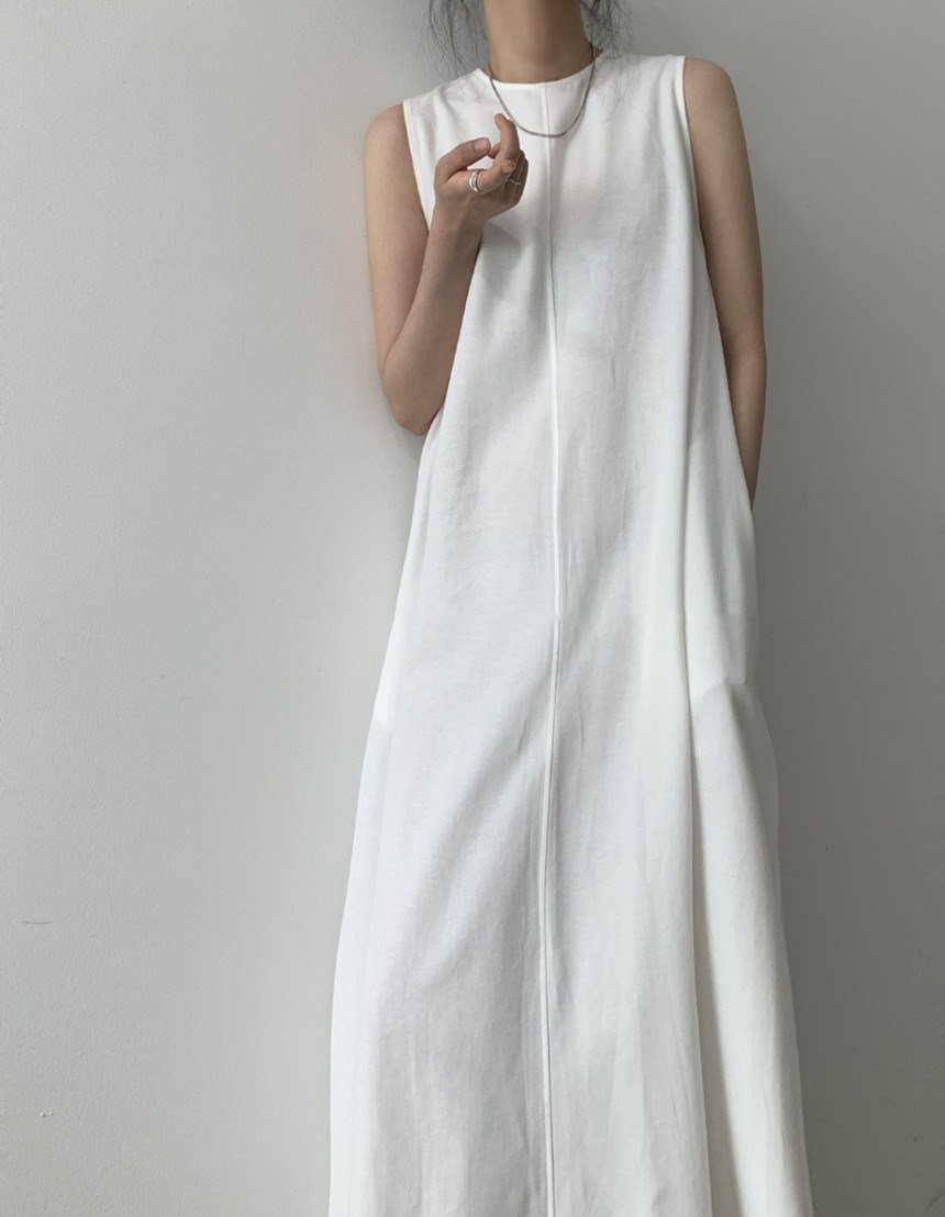 (30% Off Any Two Items) chic style loose hem sleeveless pumpkin long cotton linen dress