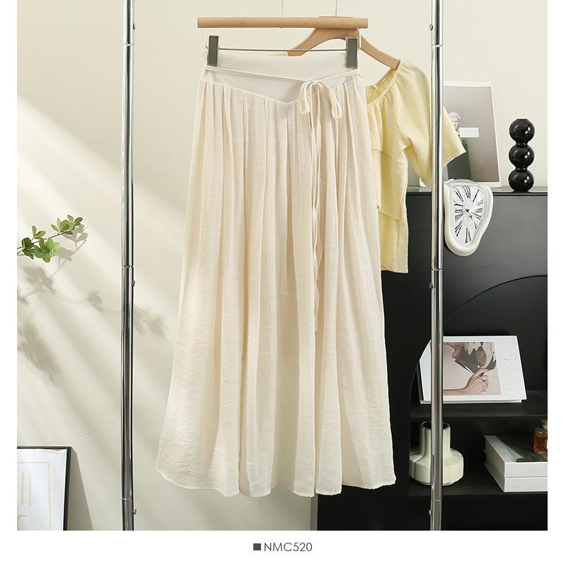 (30% off any two items)2024 summer new high-waisted loose casual pants skirt thin section draped linen culottes long pants