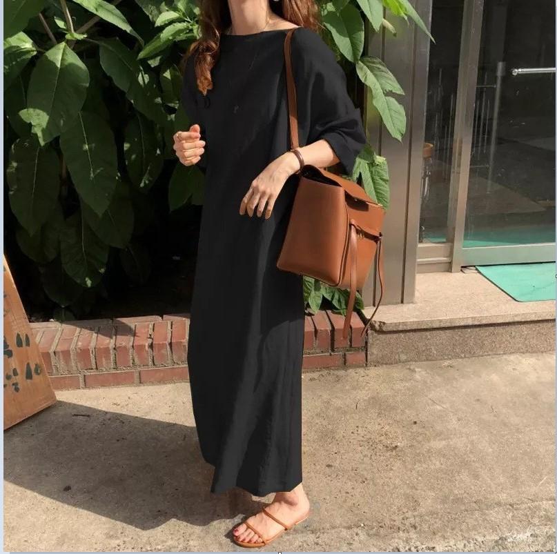 （30% Off Any Two Items）Literary Casual Vintage Long Sleeve Round Neck Loose Large Size Long Dresses