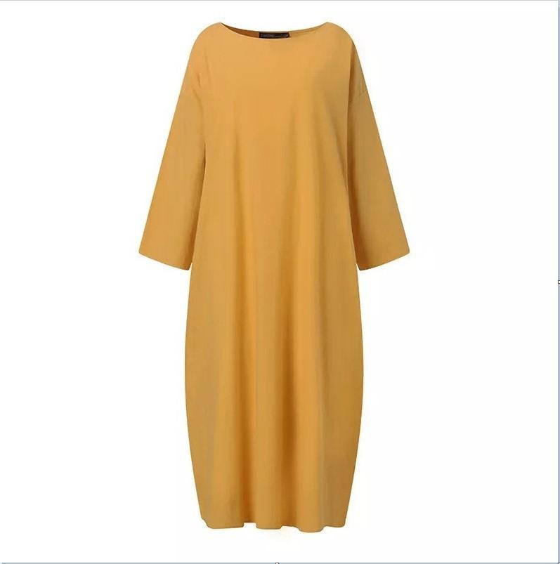 （30% Off Any Two Items）Literary Casual Vintage Long Sleeve Round Neck Loose Large Size Long Dresses