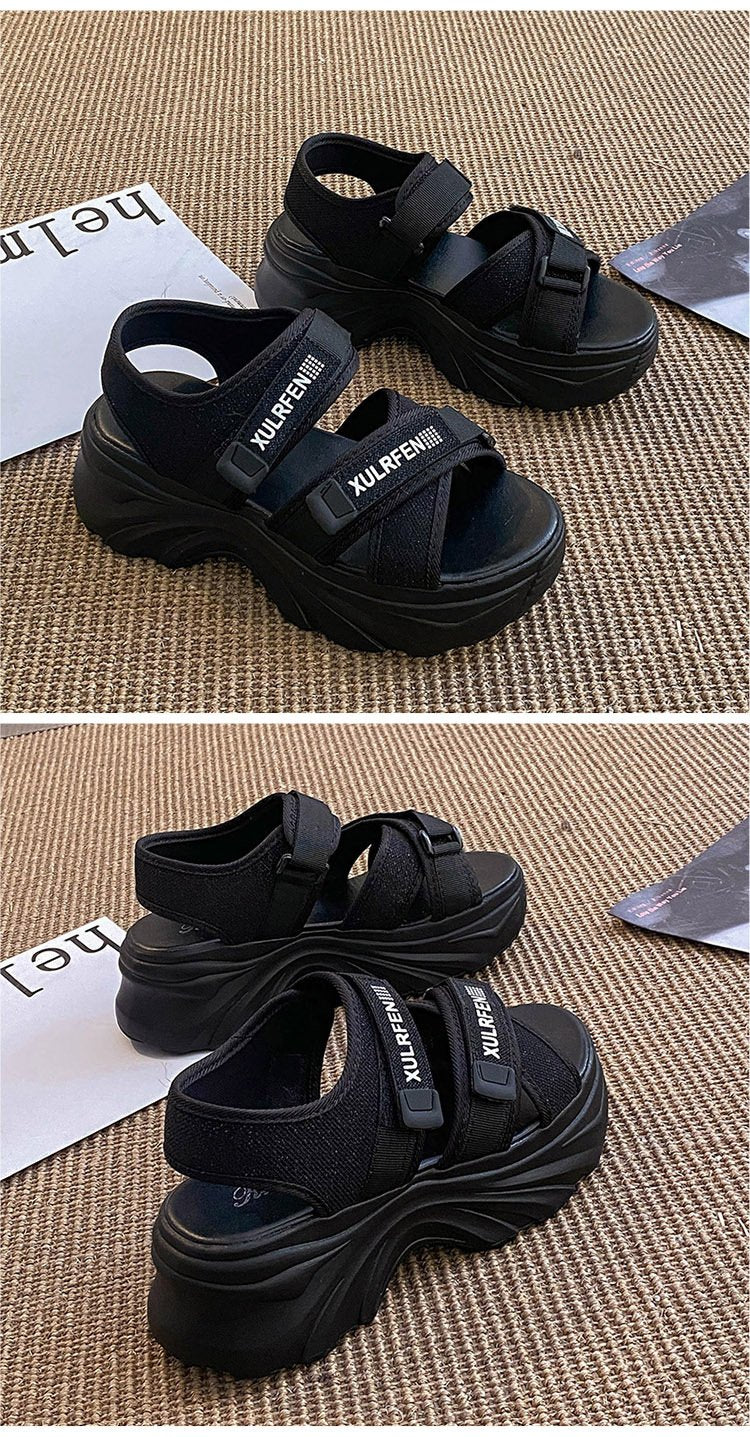 (Any two pieces 30% off) 2024 summer new thick bottom women's shoes fashion solid color velcro beach casual women's sandals