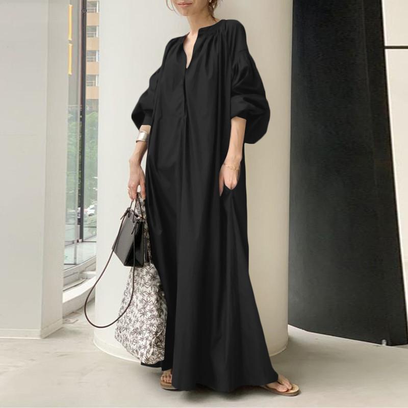 Cotton And Linen Dress Japanese Simple Loose Casual Long Dress Plus Size Women's Dress