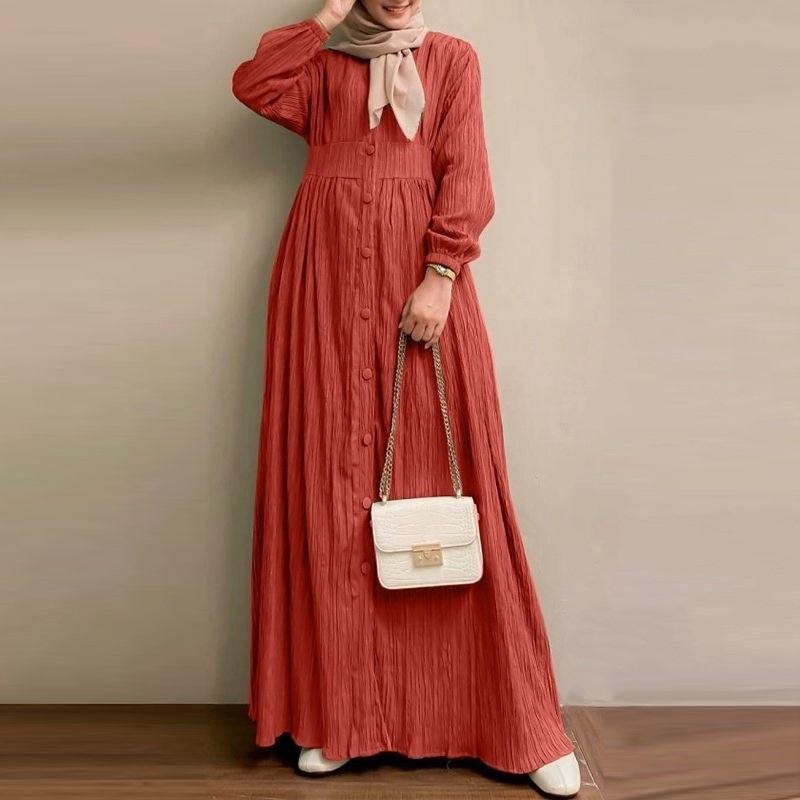 （ 30% off any two items ）New retro long sleeve solid color long skirt