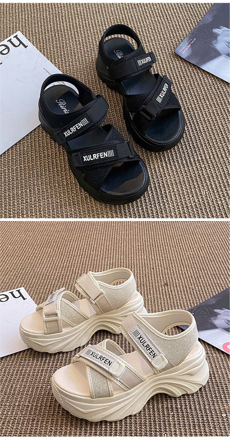 (Any two pieces 30% off) 2024 summer new thick bottom women's shoes fashion solid color velcro beach casual women's sandals