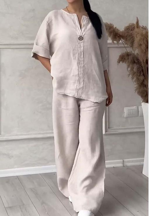 (30% Off Any Two Items)New women's fashion solid color cotton leisure suit