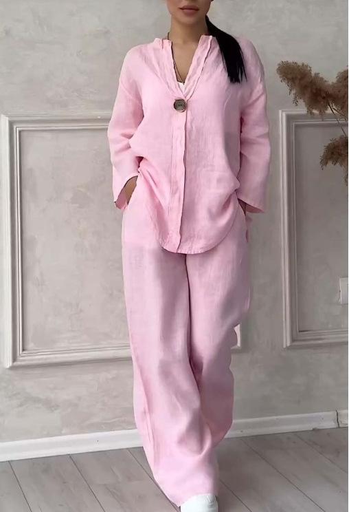 (30% Off Any Two Items)New women's fashion solid color cotton leisure suit