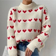 Autumn and winter V-neck sweater solid color loose pullover women's knitwear