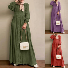 （ 30% off any two items ）New retro long sleeve solid color long skirt