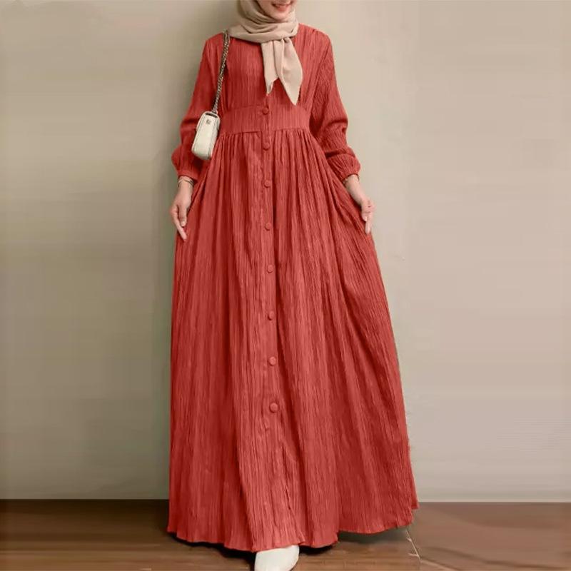 （ 30% off any two items ）New retro long sleeve solid color long skirt