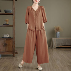 （ 30% off any two items ）New loose top + wide leg pants suit