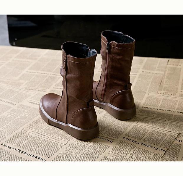 （25% off any two items）Autumn and winter large size round toe flat heel women's Martin boots wholesale