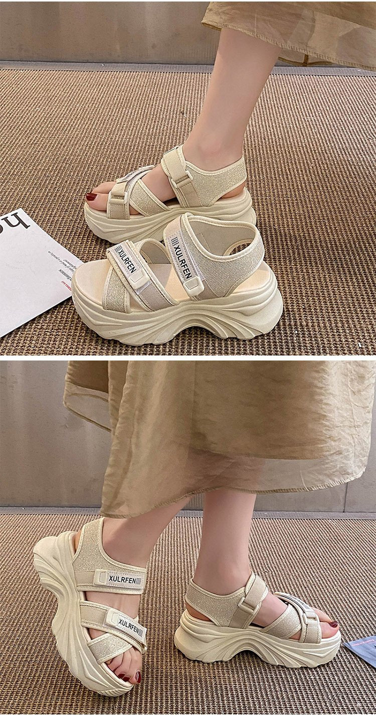 (Any two pieces 30% off) 2024 summer new thick bottom women's shoes fashion solid color velcro beach casual women's sandals