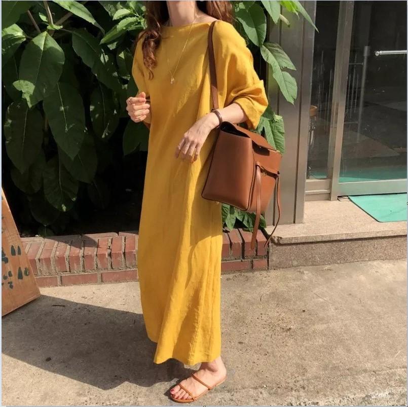 （30% Off Any Two Items）Literary Casual Vintage Long Sleeve Round Neck Loose Large Size Long Dresses