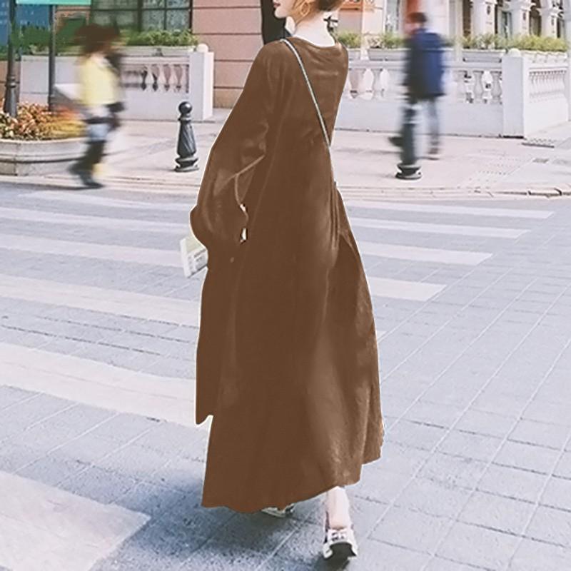 (30% Off Any Two Items) Swing Sleeve V-Neck Ruffle Loose Long Dresses