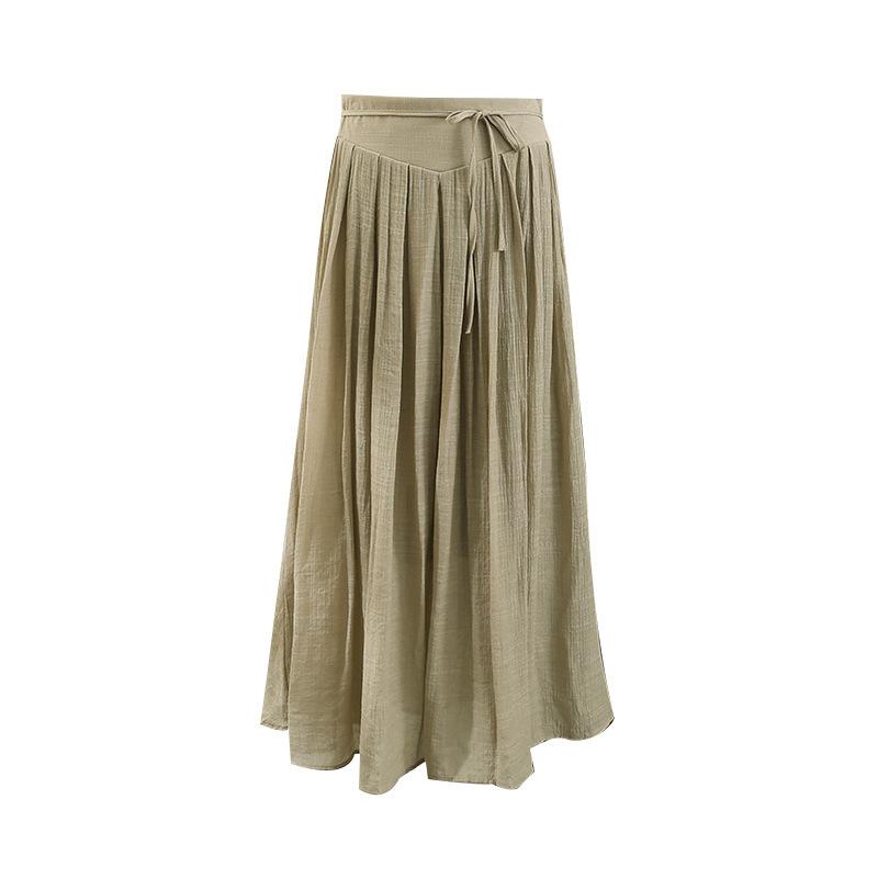 (30% off any two items)2024 summer new high-waisted loose casual pants skirt thin section draped linen culottes long pants