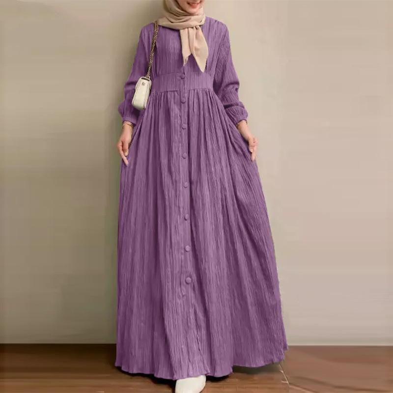 （ 30% off any two items ）New retro long sleeve solid color long skirt