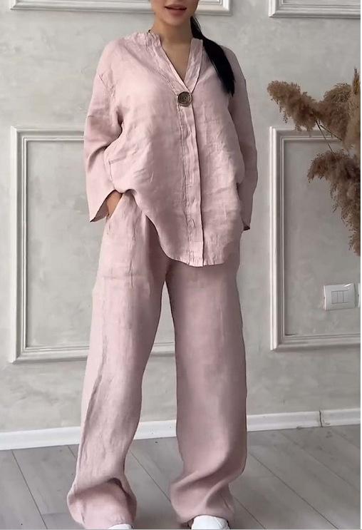 (30% Off Any Two Items)New women's fashion solid color cotton leisure suit